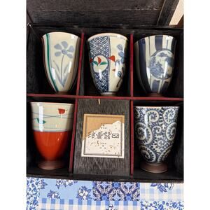 Arita Ware Kiyoshi Kiln Kyoko Dyed Free Cup Tea Cup Set of 5
